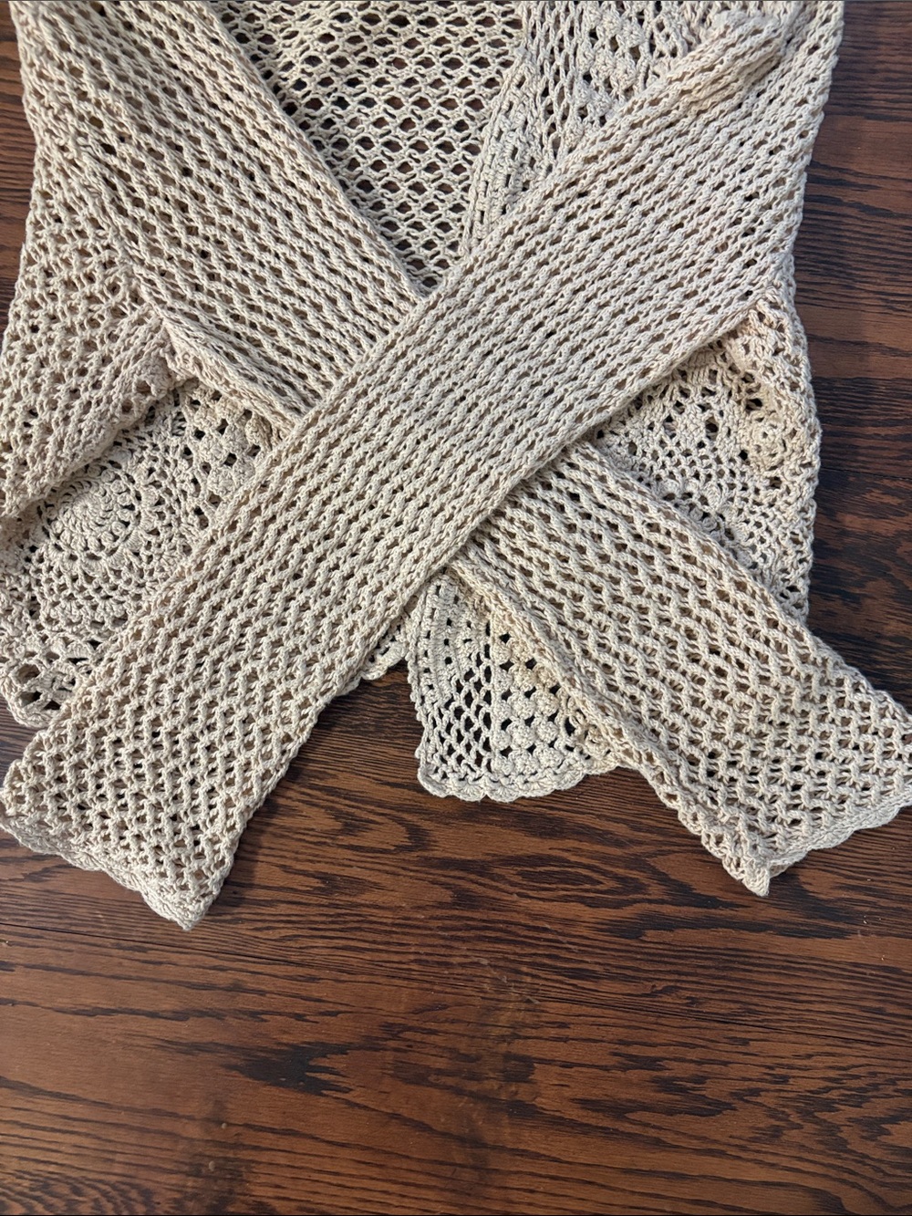a.n.a Beige Crochet Open-Front Cardigan - Picture 6 of 9